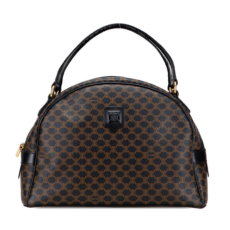 セリーヌ マカダム ハンドバッグ ブラック ブラウン PVC レザー レディース CELINE 【中古】