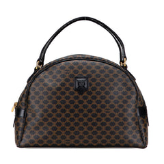 セリーヌ マカダム ハンドバッグ ブラック ブラウン PVC レザー レディース CELINE 【中古】