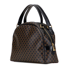 セリーヌ マカダム ハンドバッグ ブラック ブラウン PVC レザー レディース CELINE 【中古】