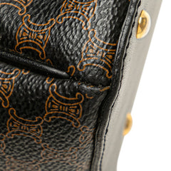 セリーヌ マカダム ハンドバッグ ブラック ブラウン PVC レザー レディース CELINE 【中古】