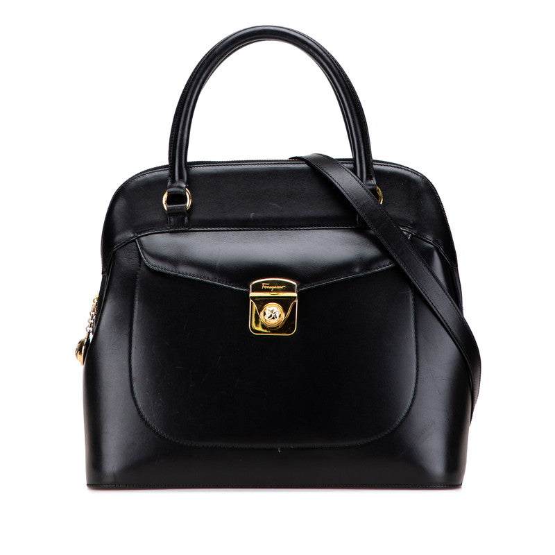 サルヴァトーレフェラガモ ハンドバッグ ショルダーバッグ 2WAY ブラック レザー レディース Salvatore Ferragamo 【中古】
