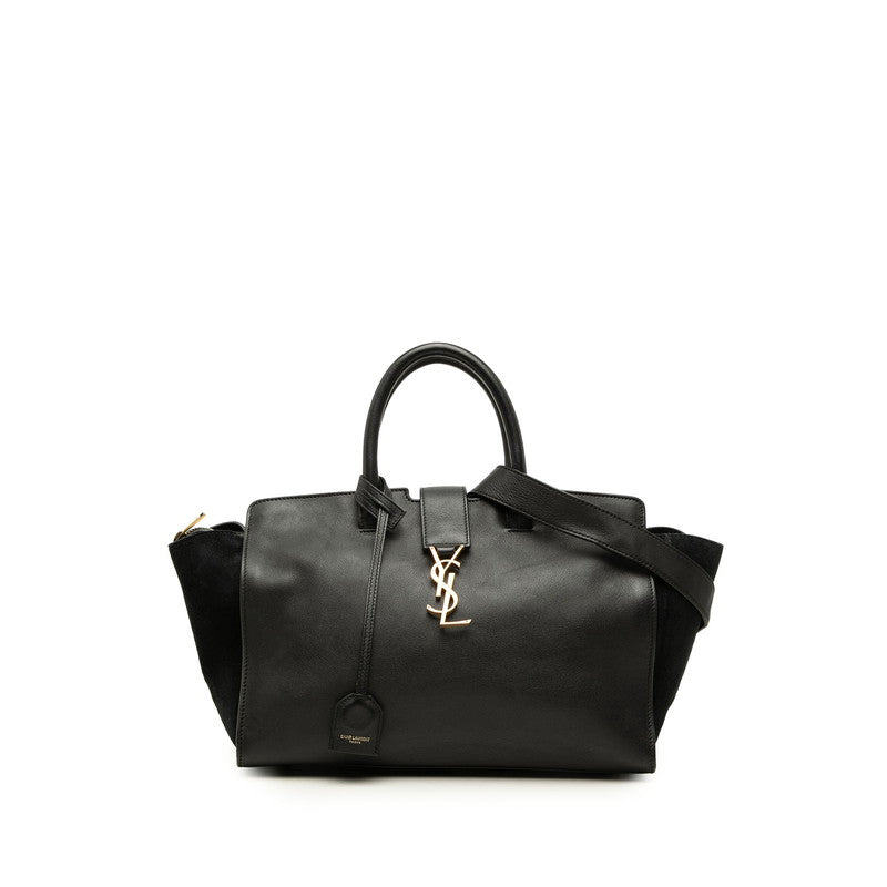 サンローラン ダウンタウン カバス ハンドバッグ ショルダーバッグ 2WAY 436832 ブラック レザー スウェード レディース SAINT LAURENT 中古