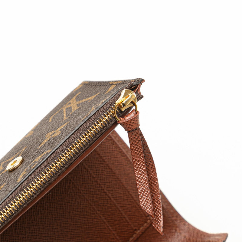 ルイ ヴィトン モノグラム ポルトフォイユ ヴィクトリーヌ 三つ折り財布 M62472 ブラウン PVC レディース LOUIS VUITTON 【中古】