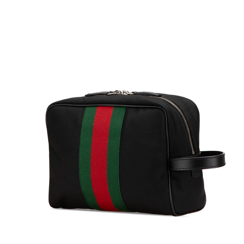 グッチ シェリーライン クラッチバッグ セカンドバッグ 630916 ブラック ナイロン レザー メンズ GUCCI 【中古】