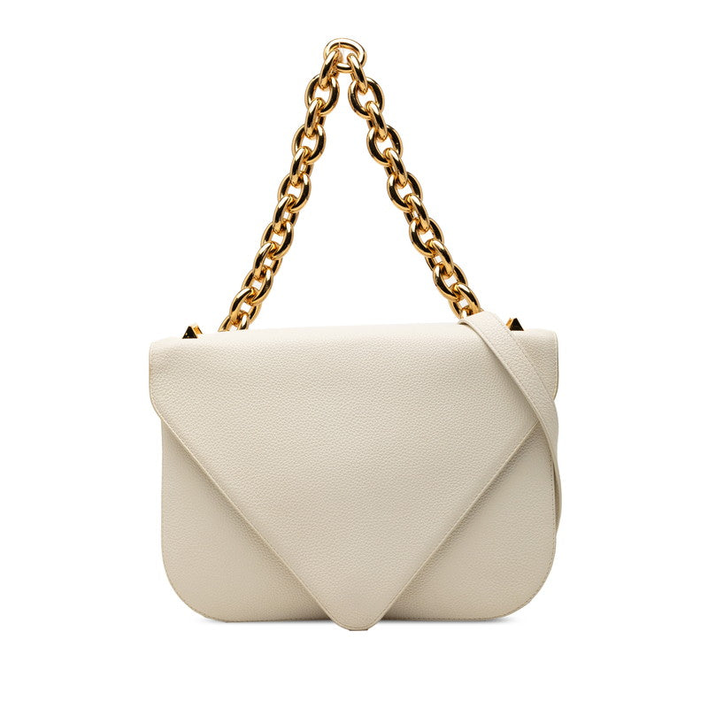 ボッテガヴェネタ マウント チェーン ハンドバッグ ショルダーバッグ 2WAY ホワイト レザー レディース BOTTEGAVENETA 【中古】