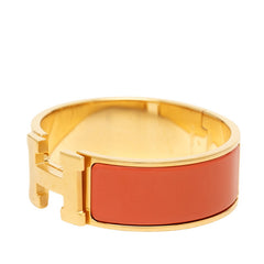 エルメス クリッククラックH PM ブレスレット ゴールド オレンジ メッキ エナメル レディース HERMES 中古