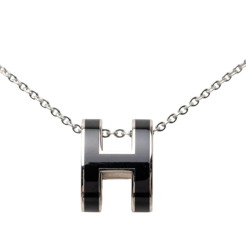 エルメス ポップアッシュ ネックレス シルバー ブラック メタル レディース HERMES 【中古】