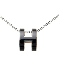 エルメス ポップアッシュ ネックレス シルバー ブラック メタル レディース HERMES 【中古】