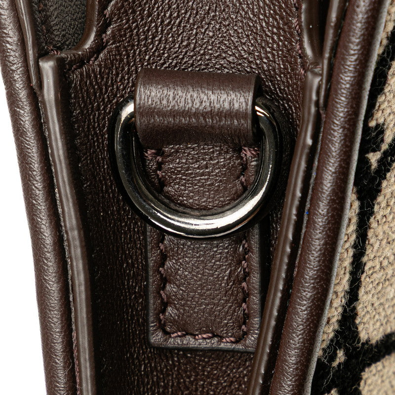 ヴァレンティノ トワル イコノグラフ ハンドバッグ ショルダーバッグ 2WAY ベージュ ブラウン コットン レザー レディース VALENTINO 【中古】