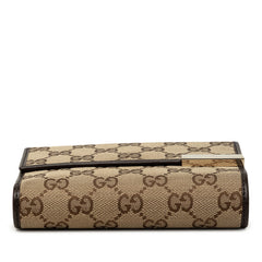 グッチ GGキャンバス 三つ折り財布 256935 ベージュ ブラウン キャンバス レザー レディース GUCCI 中古