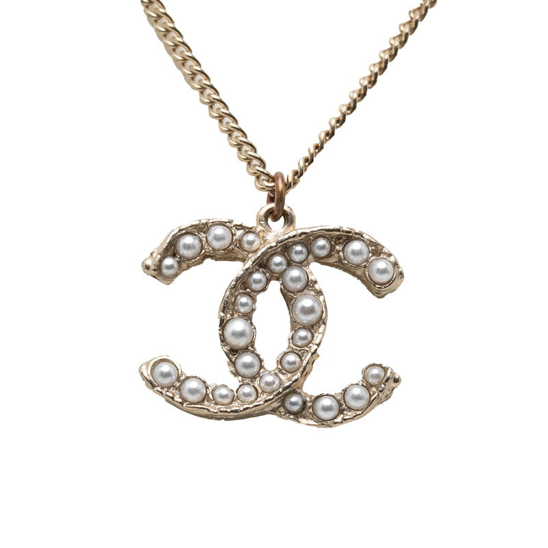 シャネル ココマーク ネックレス ペンダント A12A ゴールド メッキ フェイクパール レディース CHANEL 【中古】