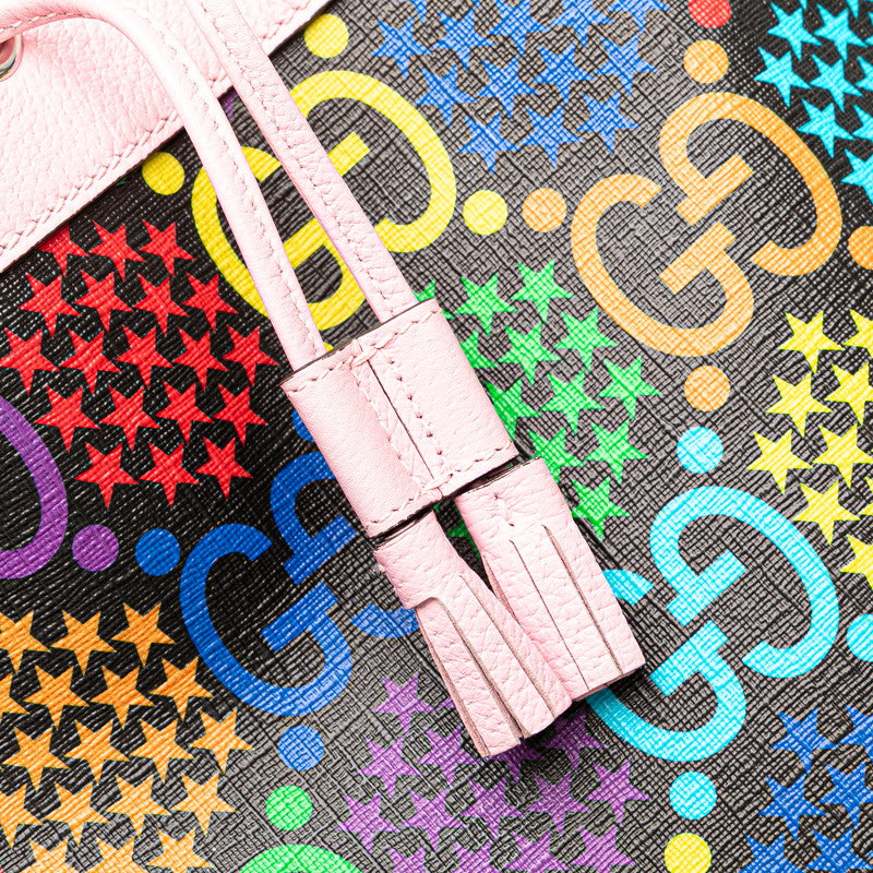 グッチ GGサイケデリック 斜め掛け ショルダーバッグ 598149 ブラック マルチカラー ピンク PVC レザー レディース GUCCI 【中古】
