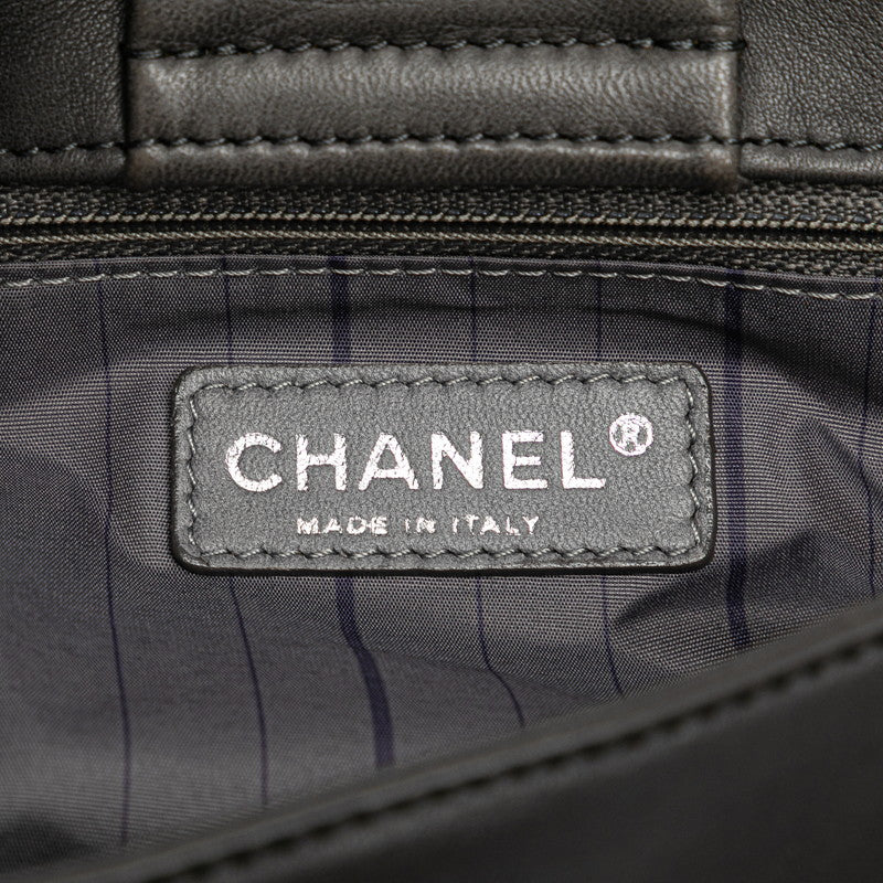 シャネル ココマーク スタッズ チェーン ショルダーバッグ グレー ラムスキン レディース CHANEL 【中古】