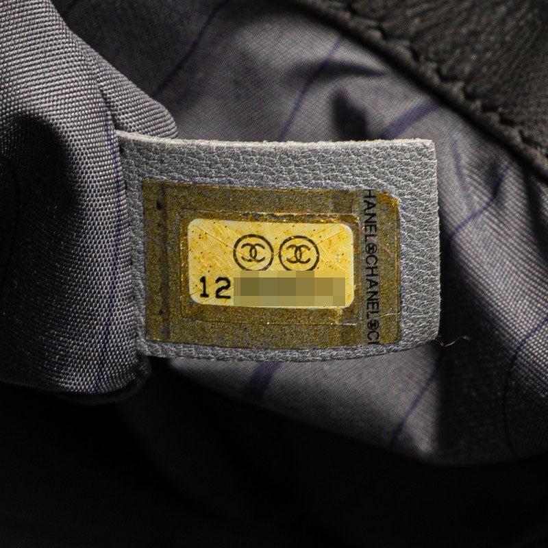 シャネル ココマーク スタッズ チェーン ショルダーバッグ グレー ラムスキン レディース CHANEL 【中古】