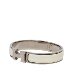 エルメス クリックH PM ブレスレット バングル シルバー ホワイト メタル レディース HERMES 【中古】