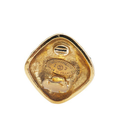 シャネル ヴィンテージ ひし形 モチーフ ビジュー イヤリング ゴールド メッキ ラインストーン レディース CHANEL 【中古】