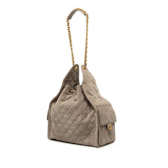 シャネル ココマーク シャネル25 ミディアム チェーン ショルダーバッグ ベージュ スウェード レディース CHANEL 【中古】
