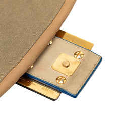 フェンディ マンマバケット チェーン ハンドバッグ 8BR180 ベージュ ブルー レザー レディース FENDI 【中古】