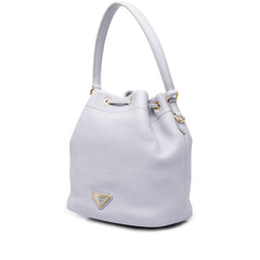プラダ 三角ロゴプレート ヴィッテロダイノ ハンドバッグ 2WAY ショルダーバッグ ライトブルー系 レザー レディース PRADA 中古