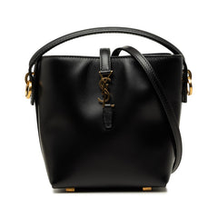 サンローラン LE 37 ミニ YSLロゴ ハンドバッグ ショルダーバッグ 2WAY 765870 ブラック ゴールド レザー レディース SAINT LAURENT 中古