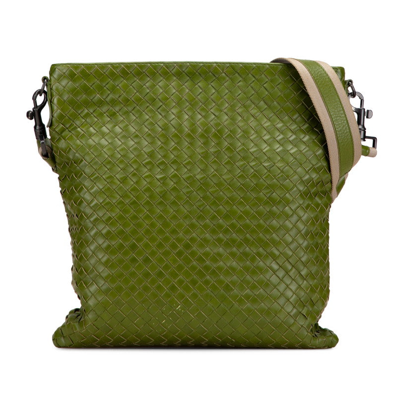 ボッテガヴェネタ イントレチャート 斜め掛け ショルダーバッグ グリーン レザー レディース BOTTEGAVENETA 【中古】