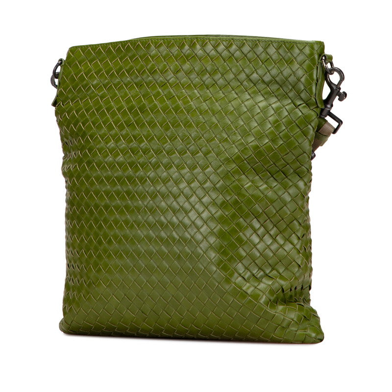 ボッテガヴェネタ イントレチャート 斜め掛け ショルダーバッグ グリーン レザー レディース BOTTEGAVENETA 【中古】