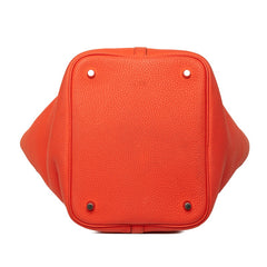 エルメス ピコタンロックタッチMM ハンドバッグ レッド オレンジ系 シルバー金具 トリヨンクレマンス スイフト レディース HERMES 中古