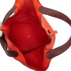 エルメス ピコタンロックタッチMM ハンドバッグ レッド オレンジ系 シルバー金具 トリヨンクレマンス スイフト レディース HERMES 中古