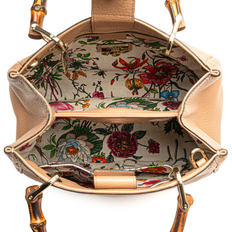 グッチ バンブー ショッパー ハンドバッグ ショルダーバッグ 2WAY 336032 ベージュ レザー レディース GUCCI 【中古】