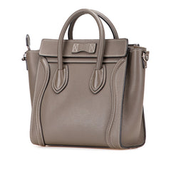 セリーヌ ラゲージ ナノショッパー ハンドバッグ ショルダーバッグ 2WAY グレージュ  レザー レディース CELINE 【中古】