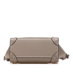 セリーヌ ラゲージ ナノショッパー ハンドバッグ ショルダーバッグ 2WAY グレージュ  レザー レディース CELINE 【中古】