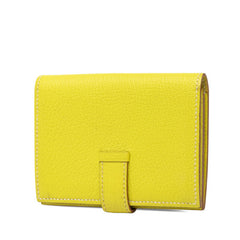 エルメス ベアン 二つ折り カードケース □O刻印 2011 イエロー シルバー金具 シェーブル レディース HERMES 【中古】