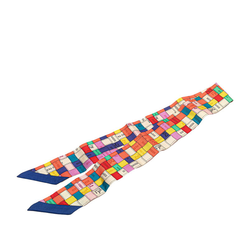 エルメス ツイリー Bolduc au Carre ボルデュック チェック スカーフ マルチカラー シルク レディース HERMES 【中古】