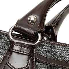 セリーヌ Cマカダム ブギーバッグ 馬車 ハンドバッグ ブラック ブラウン キャンバス レザー レディース CELINE 【中古】