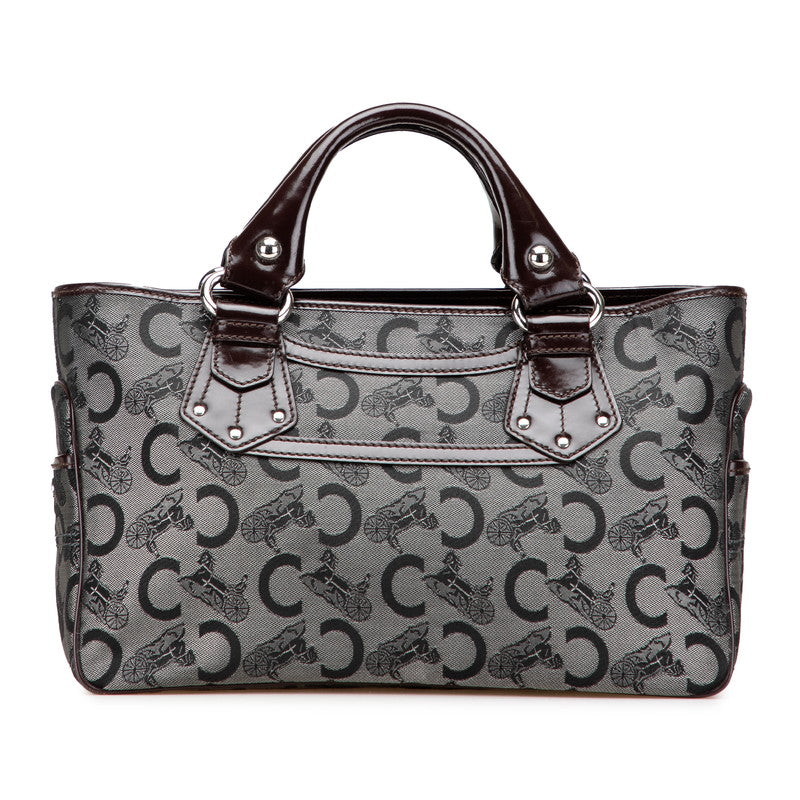 セリーヌ Cマカダム ブギーバッグ 馬車 ハンドバッグ ブラック ブラウン キャンバス レザー レディース CELINE 【中古】