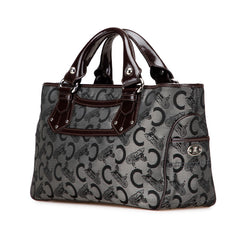 セリーヌ Cマカダム ブギーバッグ 馬車 ハンドバッグ ブラック ブラウン キャンバス レザー レディース CELINE 【中古】