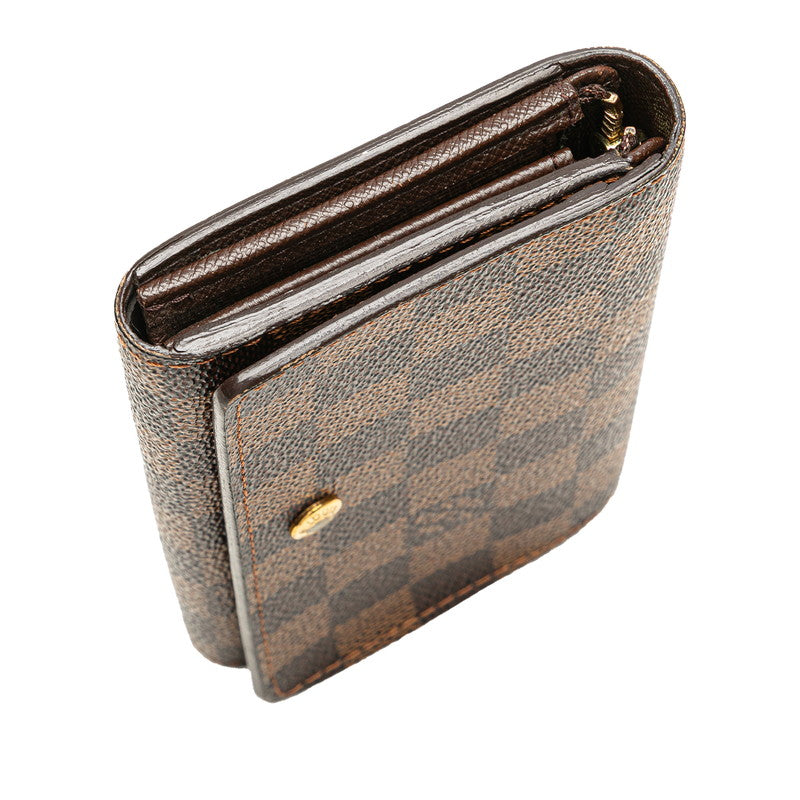 ルイ ヴィトン ダミエ ポルトモネ ビエトレゾール 二つ折り財布 N61730 ブラウン PVC レディース LOUIS VUITTON 【中古】