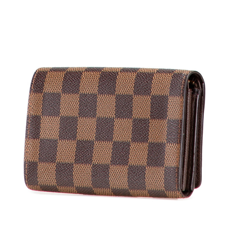 ルイ ヴィトン ダミエ ポルトモネ ビエトレゾール 二つ折り財布 N61730 ブラウン PVC レディース LOUIS VUITTON 【中古】