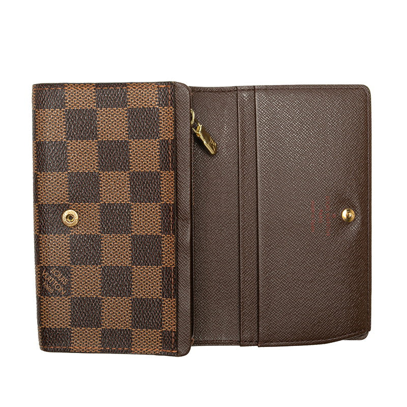 ルイ ヴィトン ダミエ ポルトモネ ビエトレゾール 二つ折り財布 N61730 ブラウン PVC レディース LOUIS VUITTON 【中古】