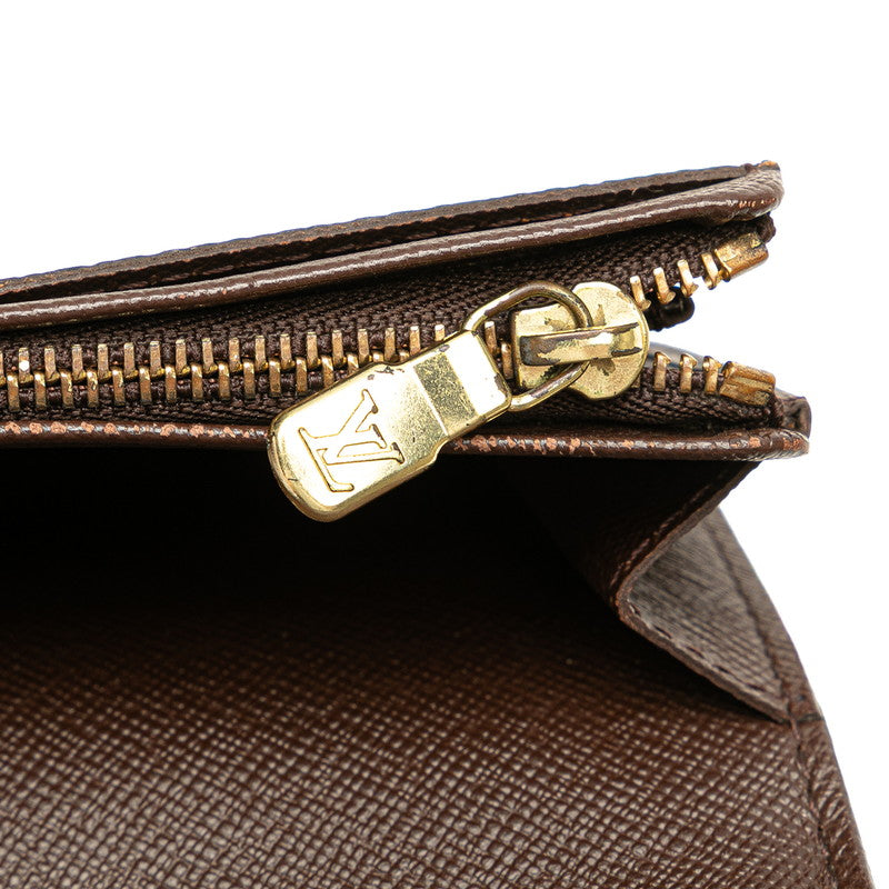 ルイ ヴィトン ダミエ ポルトモネ ビエトレゾール 二つ折り財布 N61730 ブラウン PVC レディース LOUIS VUITTON 【中古】