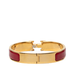 エルメス クリックH PM エナメルブレスレット バングル ゴールド レッド メッキ レディース HERMES 【中古】