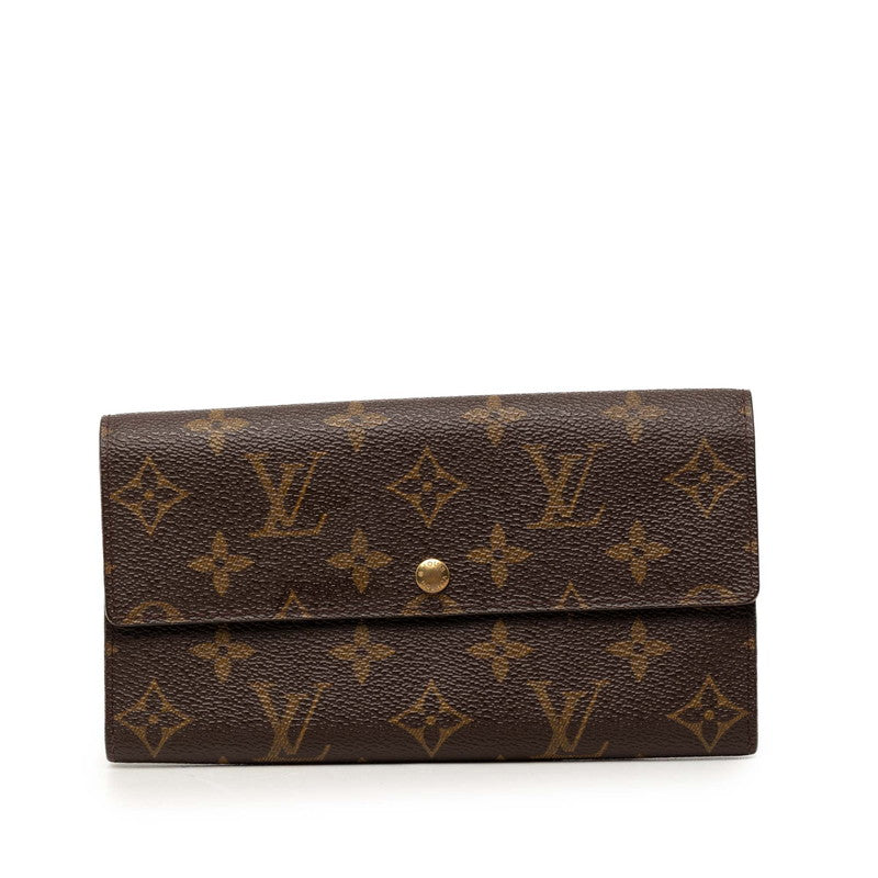 ルイ ヴィトン モノグラム ポシェット ポルト モネ クレディ 長財布 M61723 ブラウン PVC レディース LOUIS VUITTON 【中古】