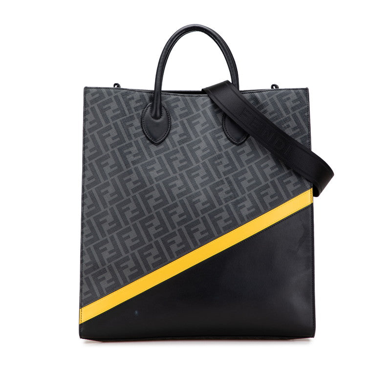 フェンディ ズッカ トートバッグ ショルダーバッグ 2WAY 7VA578 ブラック グレー PVC レザー メンズ FENDI 【中古】
