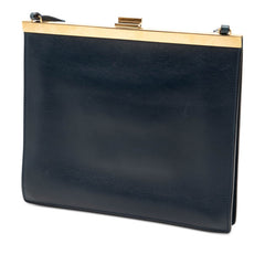 セリーヌ クラスプ ミニ 斜め掛け ショルダーバッグ ネイビー レザー レディース CELINE 【中古】