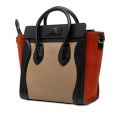 セリーヌ ラゲージ ナノ トリコロール ハンドバッグ ショルダーバッグ 2WAY ベージュ ブラック レッド系 レザー レディース CELINE 中古