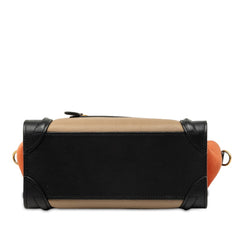 セリーヌ ラゲージ ナノ トリコロール ハンドバッグ ショルダーバッグ 2WAY ベージュ ブラック レッド系 レザー レディース CELINE 中古