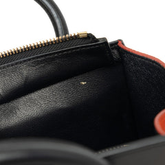セリーヌ ラゲージ ナノ トリコロール ハンドバッグ ショルダーバッグ 2WAY ベージュ ブラック レッド系 レザー レディース CELINE 中古
