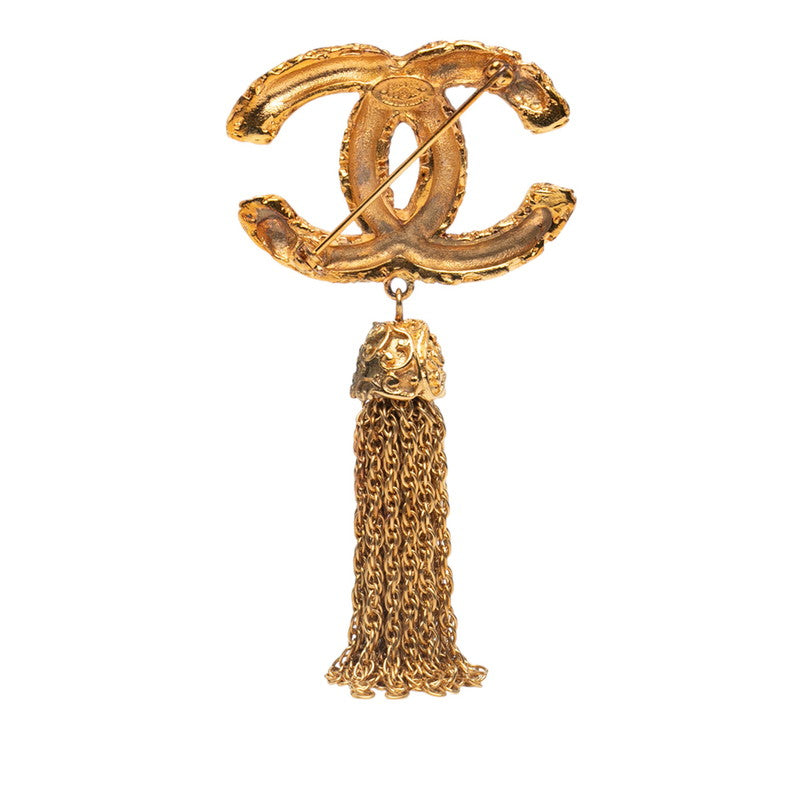 シャネル ヴィンテージ ココマーク ヨウガン 溶岩 フリンジ ブローチ ゴールド メッキ レディース CHANEL 【中古】