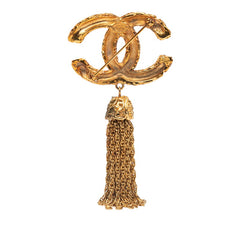 シャネル ヴィンテージ ココマーク ヨウガン 溶岩 フリンジ ブローチ ゴールド メッキ レディース CHANEL 【中古】