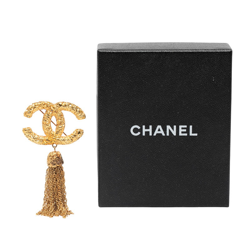 シャネル ヴィンテージ ココマーク ヨウガン 溶岩 フリンジ ブローチ ゴールド メッキ レディース CHANEL 【中古】